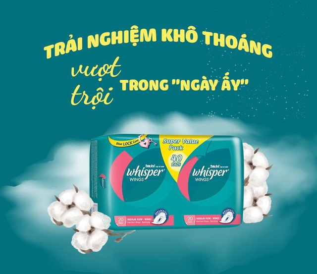 Băng Vệ Sinh Whisper Siêu Mỏng Có Cánh 24cm, 10 miếng