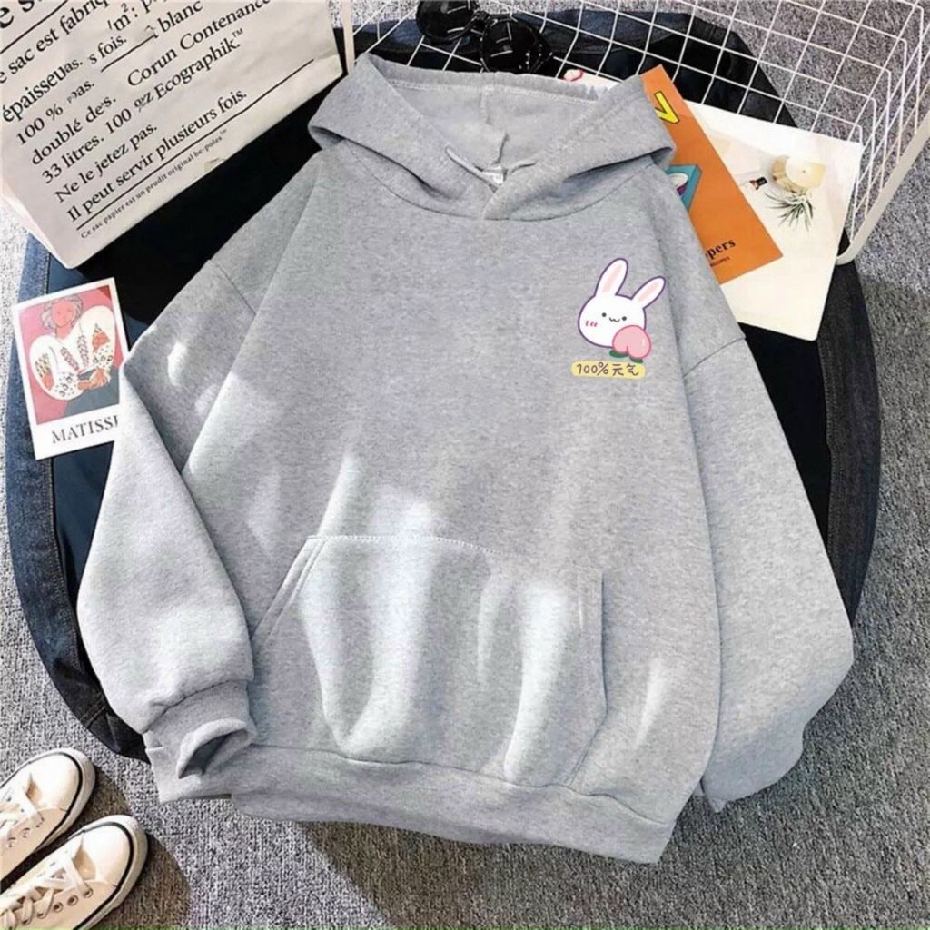 Áo khoác hoodie nỉ unisex in thỏ trái tim siêu cute áo khoác hoodie local brand