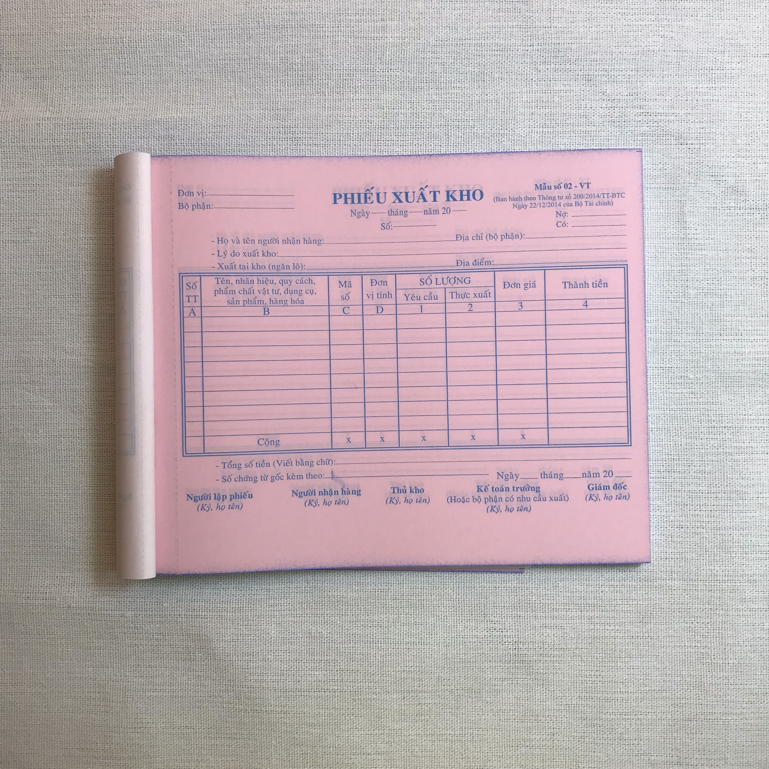 PHIẾU XUẤT KHO 2 LIÊN A5 (NY)
