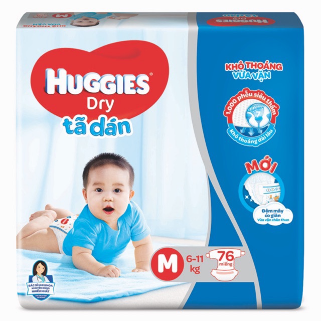 Bỉm Tả Dán Huggies Đủ Size M76/L68//Xl62/Xxl56 ( Mẫu Mới )