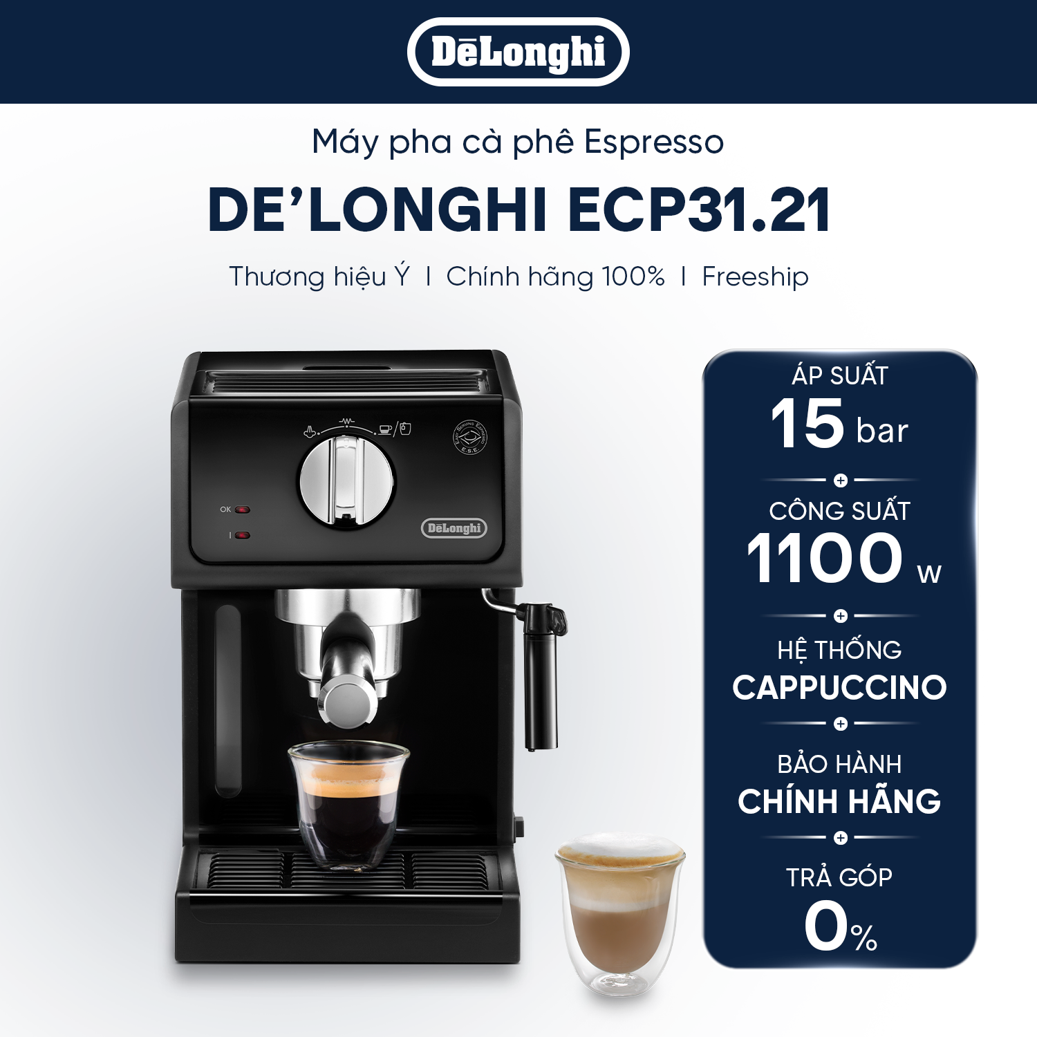 Delonghi Ecp31.21 Active Line Espresso Coffee Maker - Compact, Convenient - Genuine
