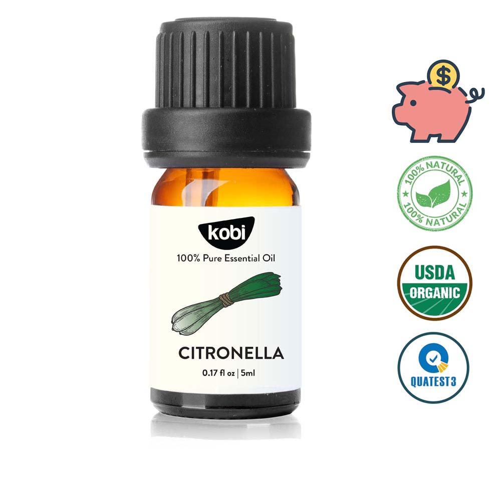 Tinh dầu Sả Java Kobi Citronella essential oil nguyên chất giúp khử mùi, thanh lọc không khí, làm thơm phòng, đuổi muỗi hiệu quả -5ml
