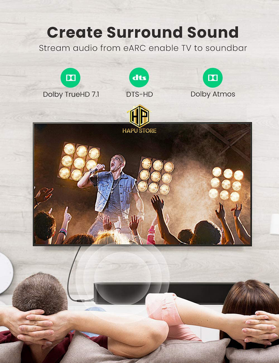 Cáp HDMI 2.1 Ugreen cao cấp độ phân giải 8K/60Hz - Hapustore