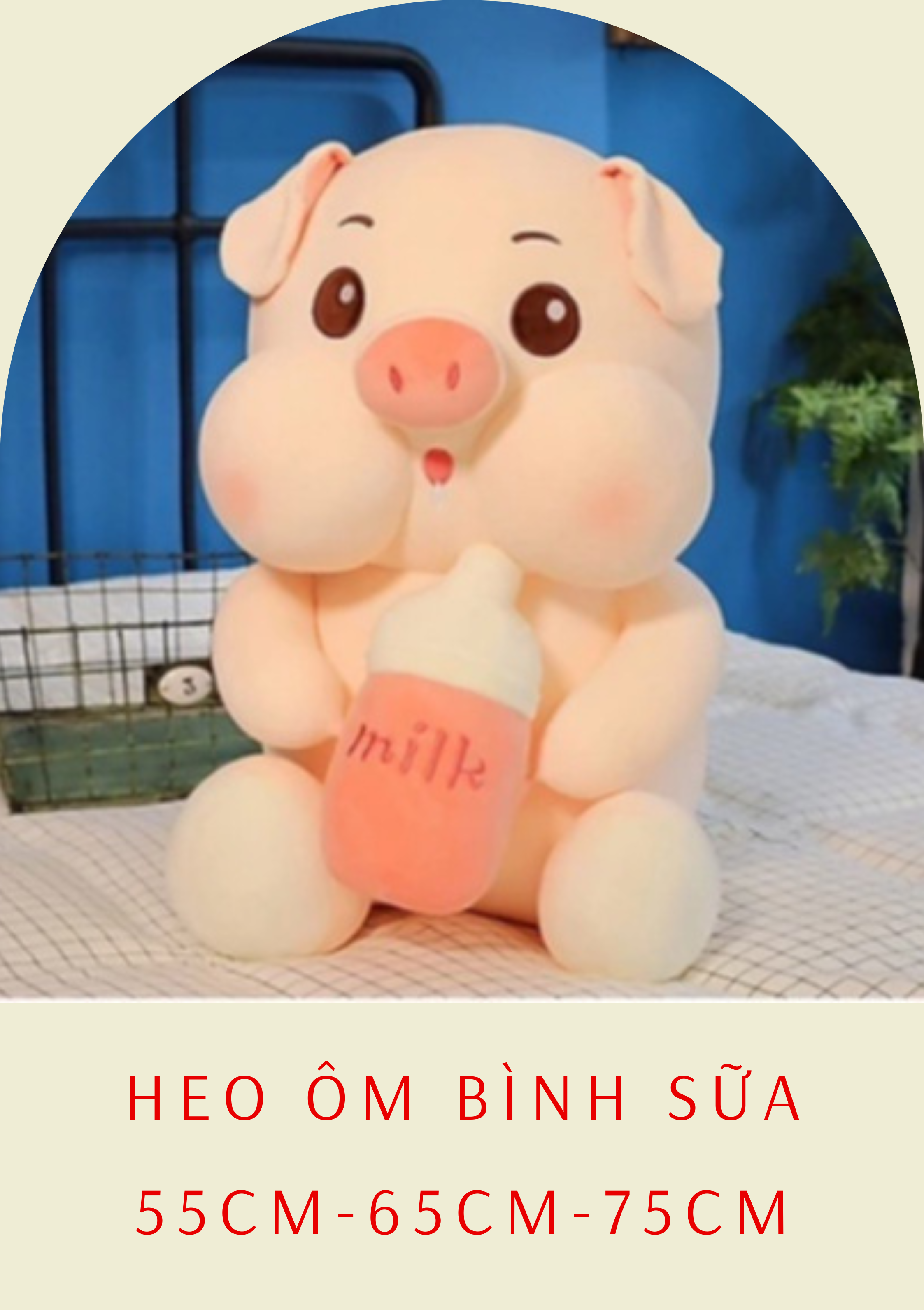 [FREESHIP+QUÀ] Gấu bông Heo Ôm bình sữa cute khổng lồ