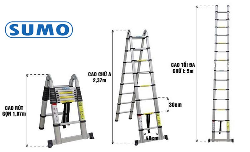 Thang nhôm chữ A rút gọn SUMO ADT808B