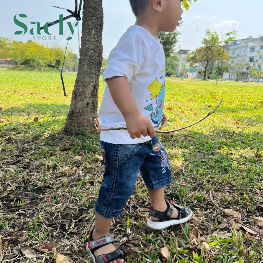 Quần jeans lửng bé trai từ 6kg - 17kg (Quần jeans lững màu xanh)