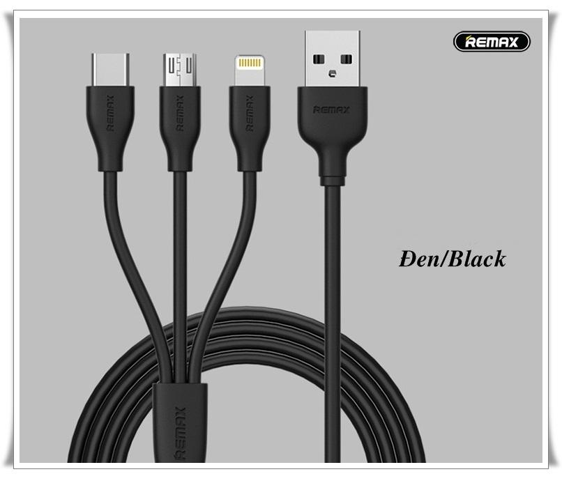 Cáp sạc nhanh Remax SUDA 3 in 1 RC-109TH cổng MicroUSB, Lightning, Type C