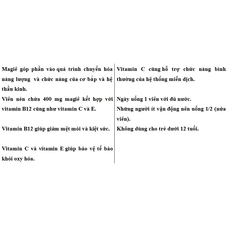 Hàng Đức Magnesium B12 C E hộp 30 viên