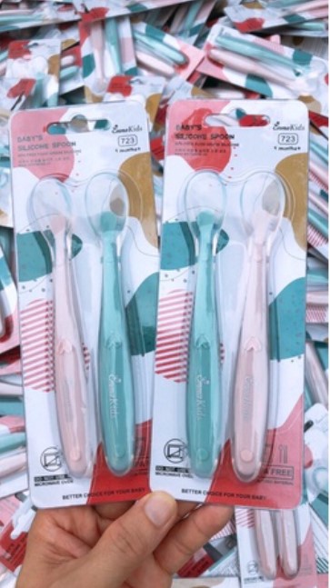 Sét 2 thìa ăn dặm silicon Emma Kids Hàn Quốc cho bé
