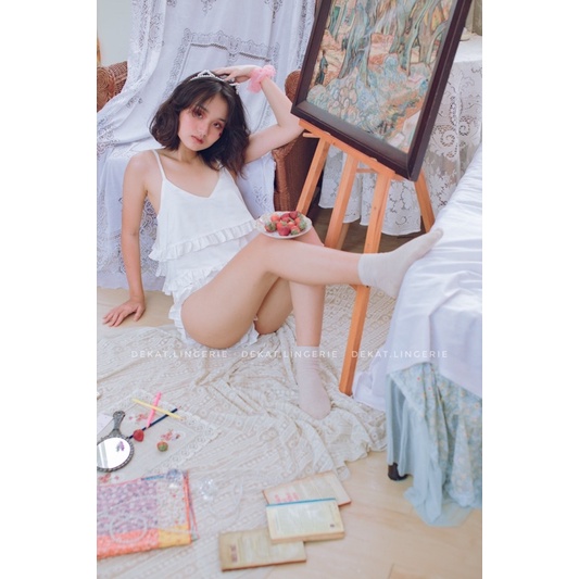 Đồ bộ ngủ mặc nhà Lolita lụa ( Cam Dâu )