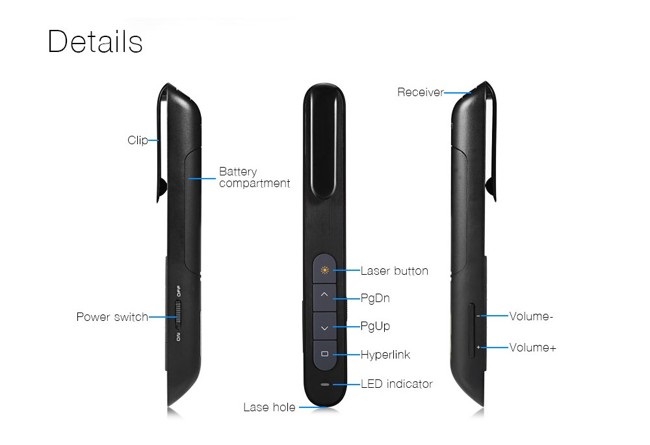 Bút trình chiếu Slide Laser không dây Wireless PP-927