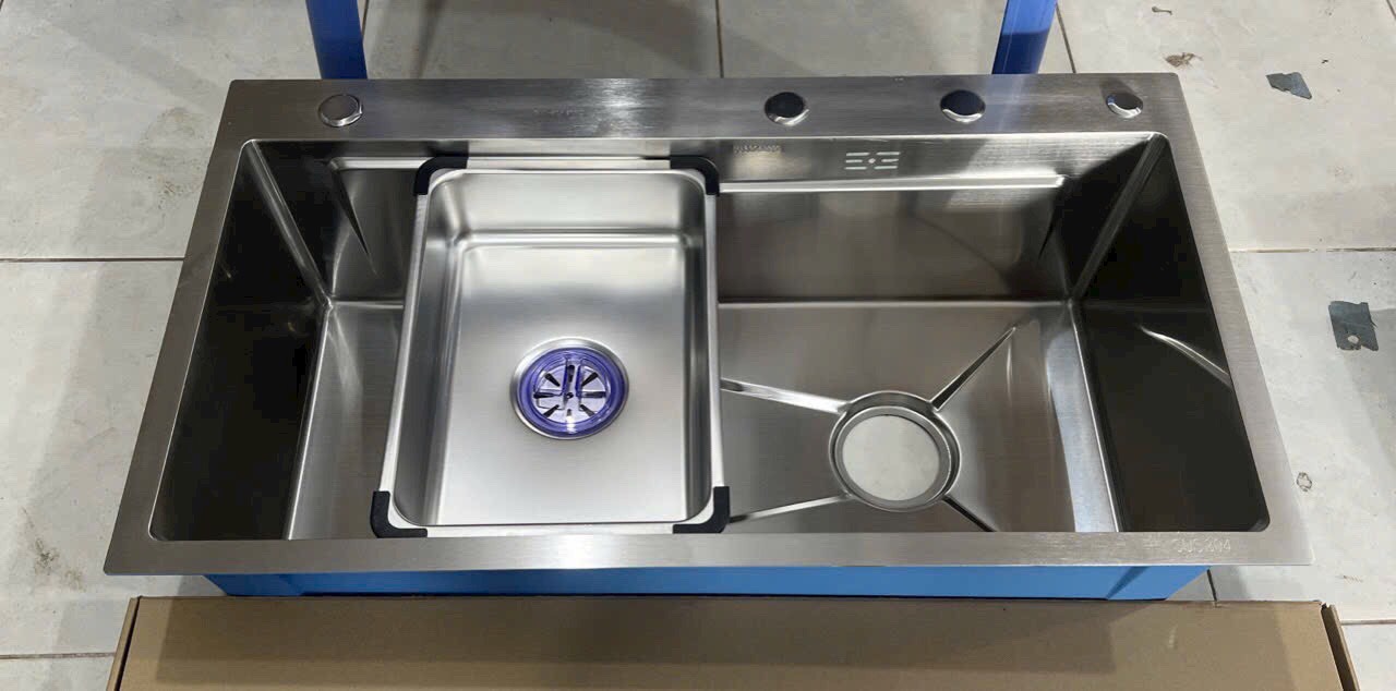 Bồn chậu rửa chén bát inox 304 1 hố lớn 78x46cm dày 3.5 li