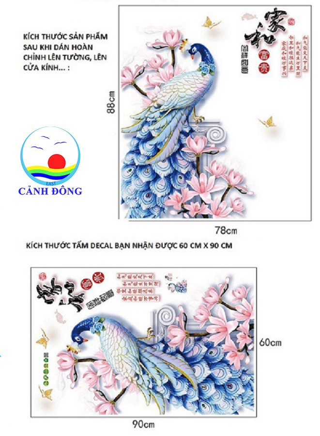 DECAL DÁN TƯỜNG TẾT COMBO TRANH CÔNG PHONG THỦY