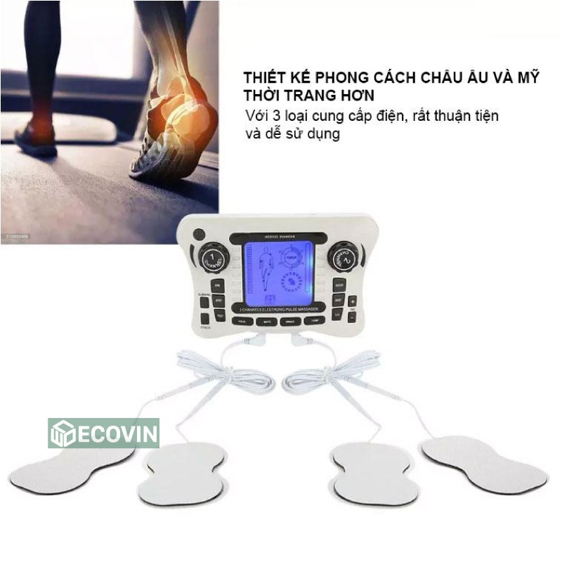 Máy massage xung điện trị liệu,máy điện xung trị liệu,máy xung kích,máy châm cứu điện giảm đau nhức cơ thế + tặng kèm 8 miếng dán đi cùng máy