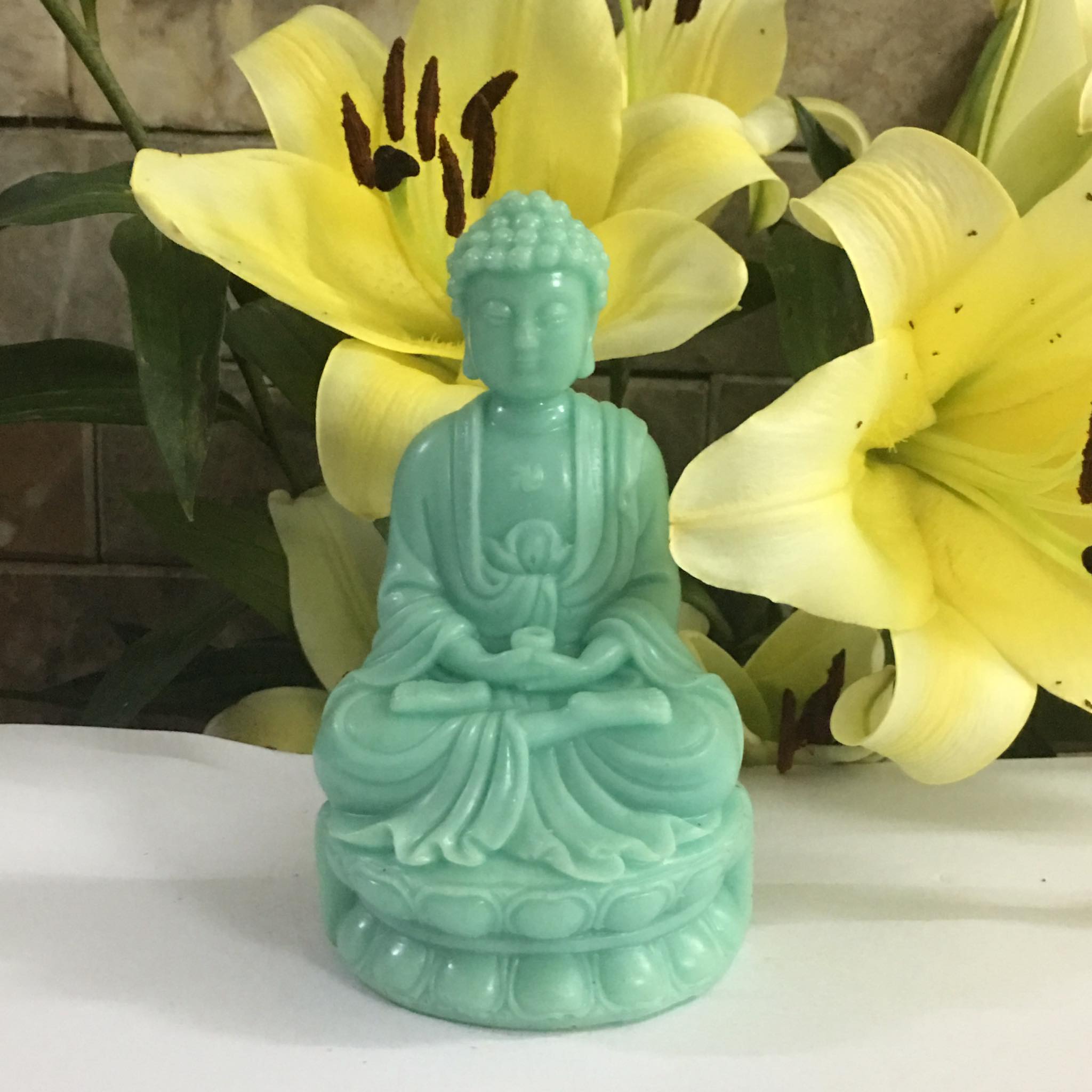 Tượng a di đà màu xanh ngọc cao 15 cm