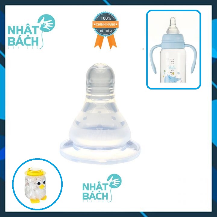 Núm vú cổ hẹp, núm ty silicon siêu mềm aki cho bé size s, m, l, y