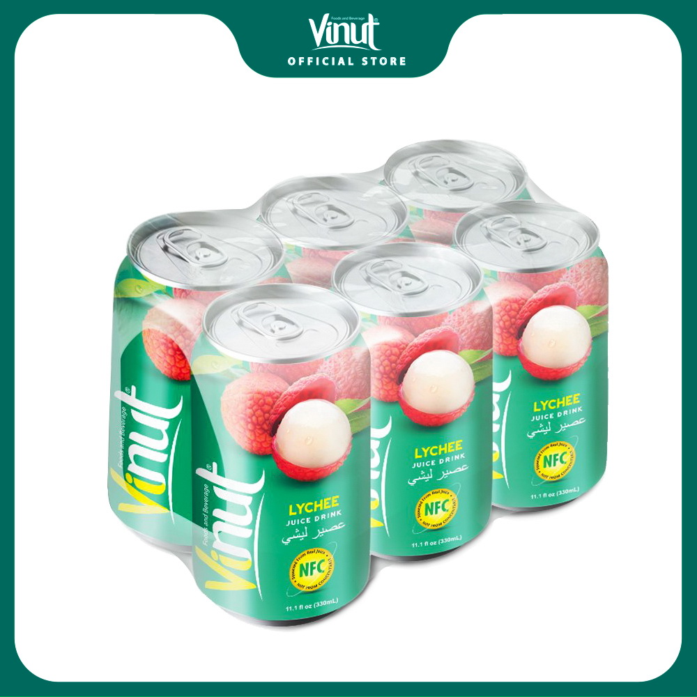 [LỐC 6 LON ] Nước ép Vải, Nước ép trái cây tươi VINUT (330ml/lon)