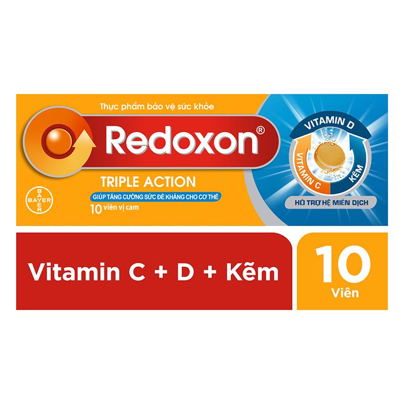 Viên sủi bổ sung Vitamin C, D, và Kẽm Redoxon Triple Action 10 viên