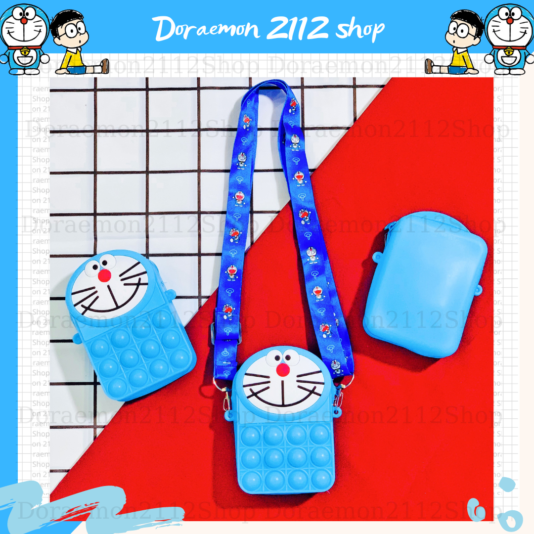 Túi đeo chéo silicon pop it Doraemon Đô Rê Mon siêu dễ thương