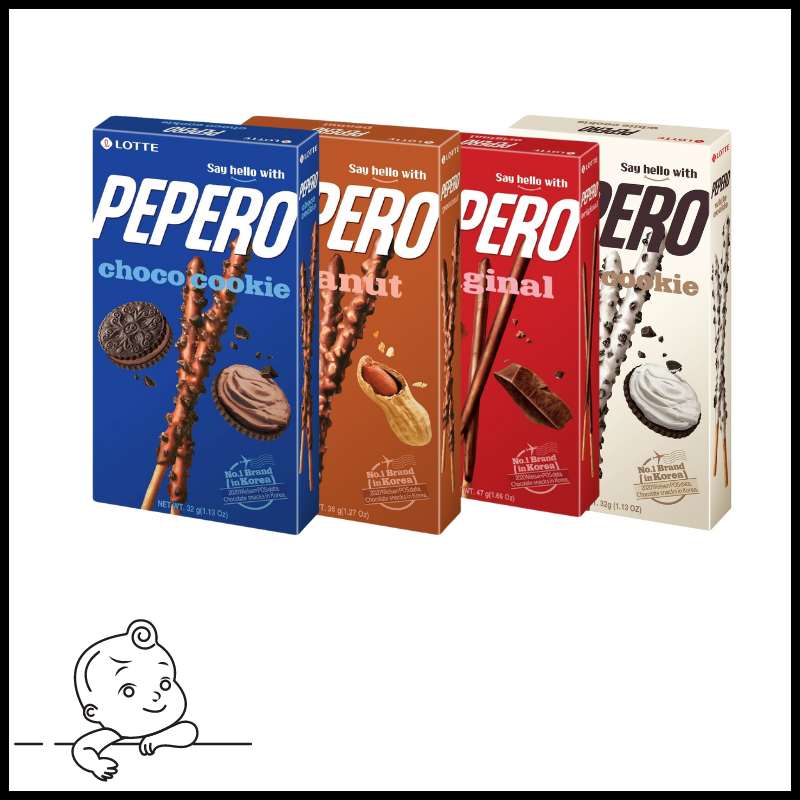 Bánh que Lotte Pepero - Combo 4 - Choco Cookie, Peanut, Original & White Cookie