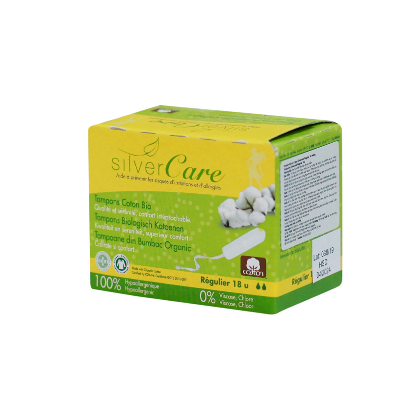 Tampon hữu cơ 2 giọt Silvercare Regular 18 miếng