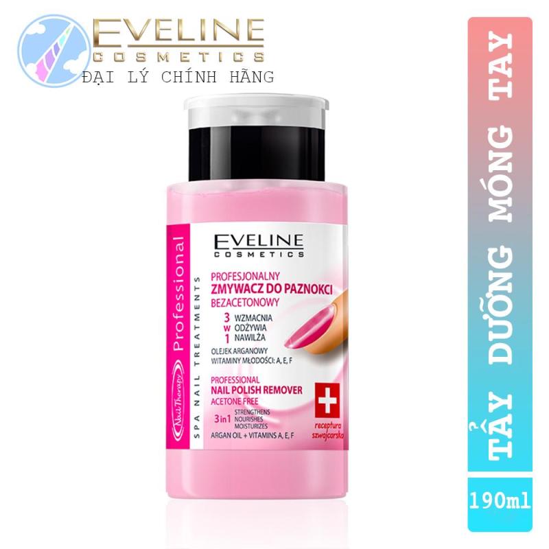 Nước tẩy sơn móng tay và dưỡng móng 3 trong 1 Eveline Nail Therapy 190ml nhập khẩu