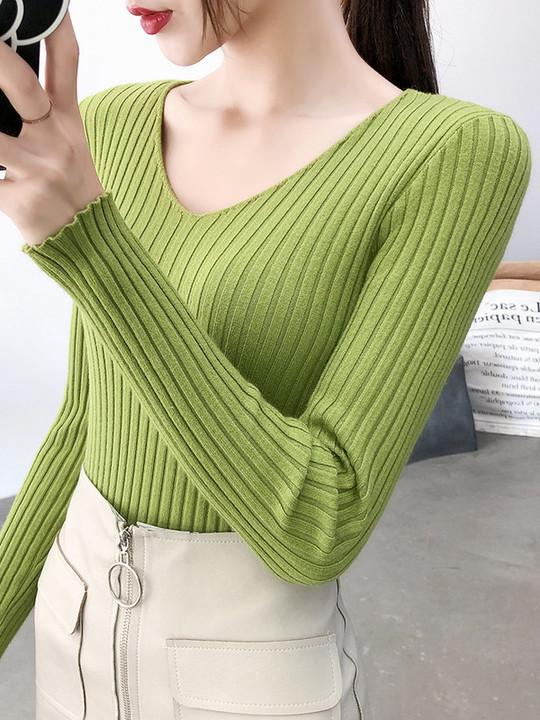 Áo len tăm nữ cổ tim form chuẩn