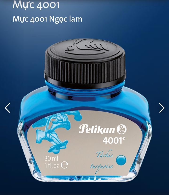 Pelikan 4001 Bottled Ink for Fountain Pens, Turquoise, 62.5ml, 1 Each  (329201)
