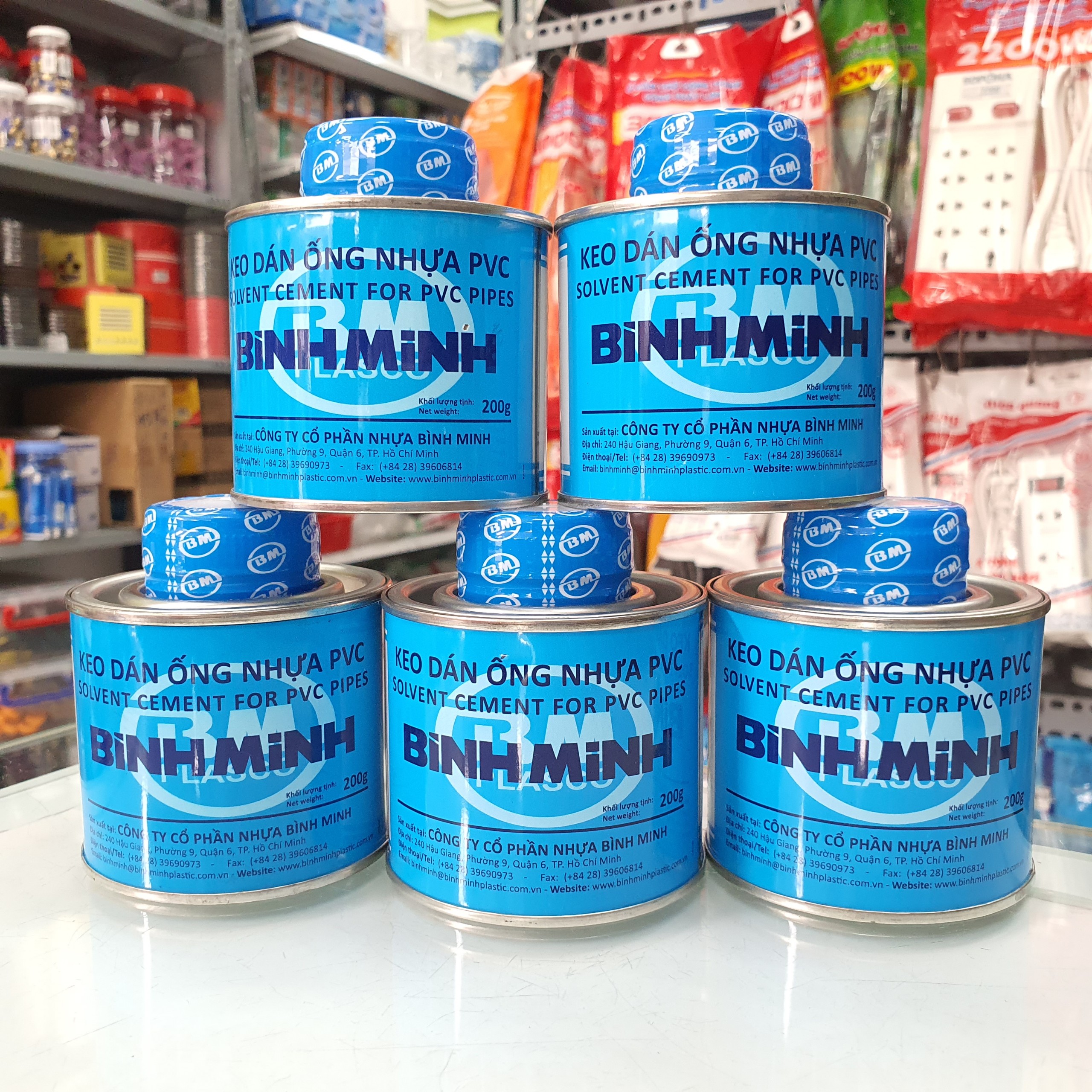 Keo dán ống nước, ống nhựa pvc bình minh lon 200g