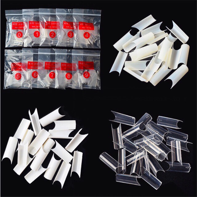 Móng Tip(Móng nối) ống tre vuông đắp bột ,đắp gel