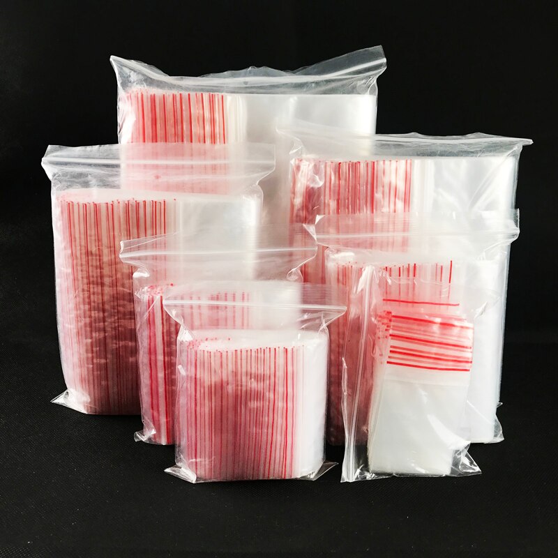1KG Túi Zip Trong Viền Đỏ (Zipper)