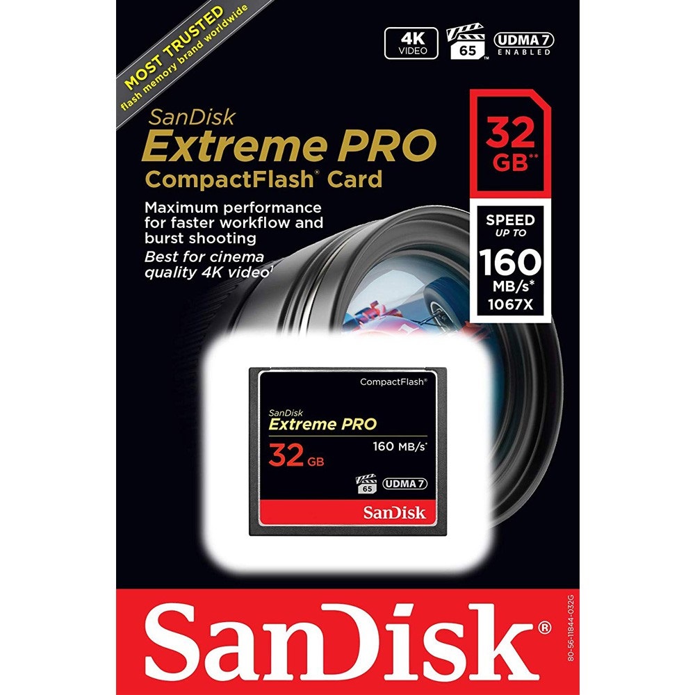 Thẻ nhớ CF Sandisk 32GB Extreme Pro 1067X New (160 Mb/s)