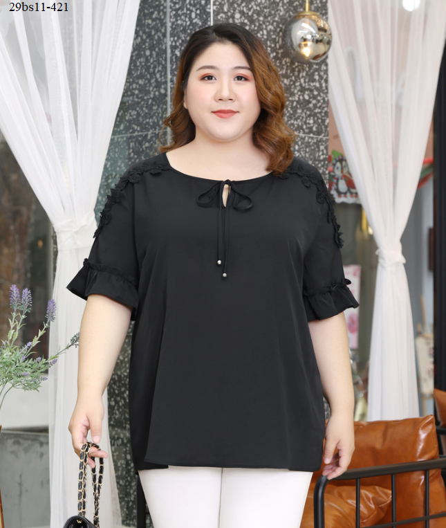 Áo kiểu phối ren tay bigsize cao cấp -BS11-421