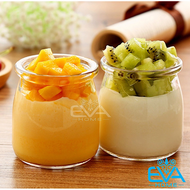[HCM]Bộ 6 Hũ Thuỷ Tinh Đựng sữa chua khổng Lồ In Hình Cute 200 Ml