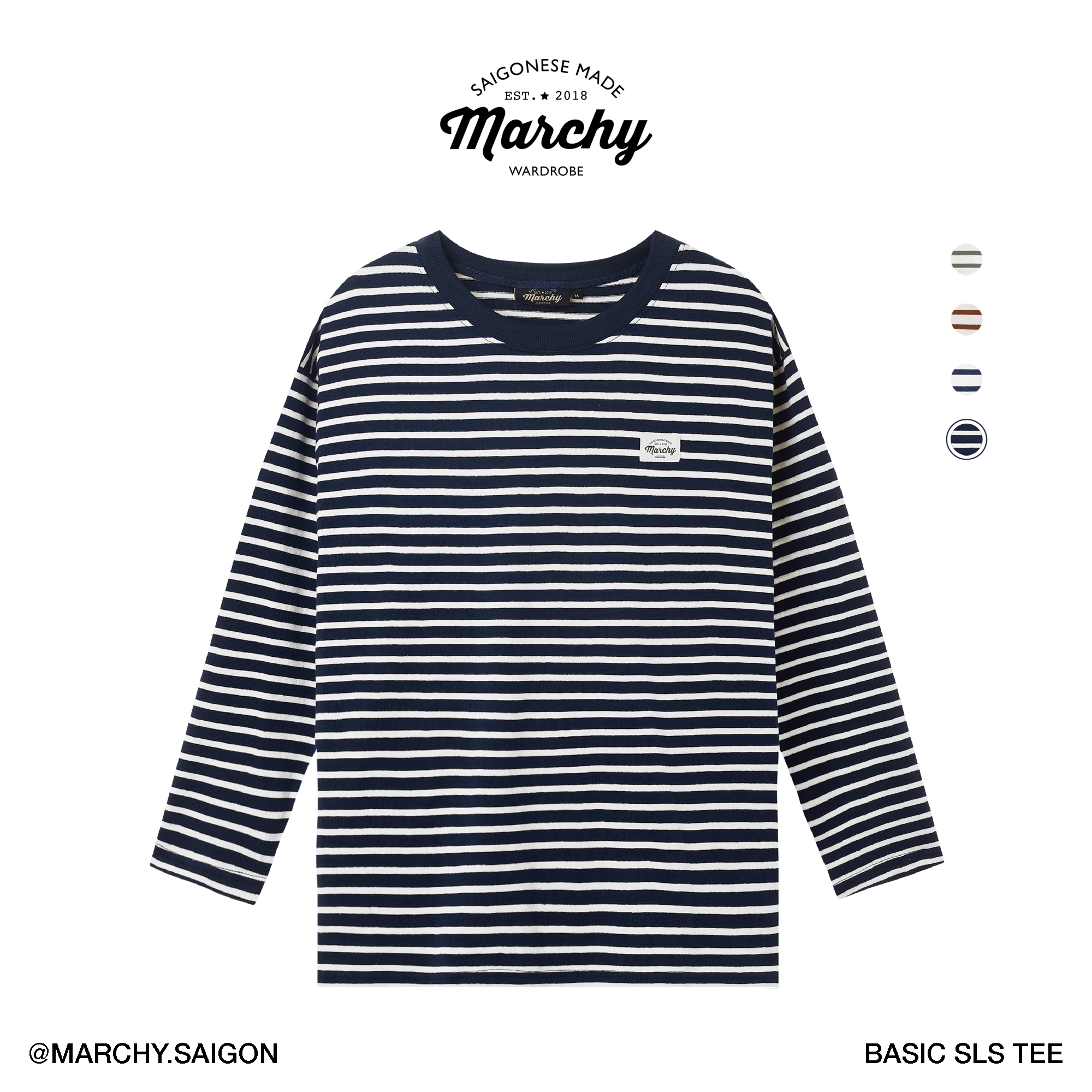 MARCHY - Basic SLS Tee - Áo thun sọc tay dài dành cho nam nữ - Áo thun tay dài thời trang, phong cách trẻ trung