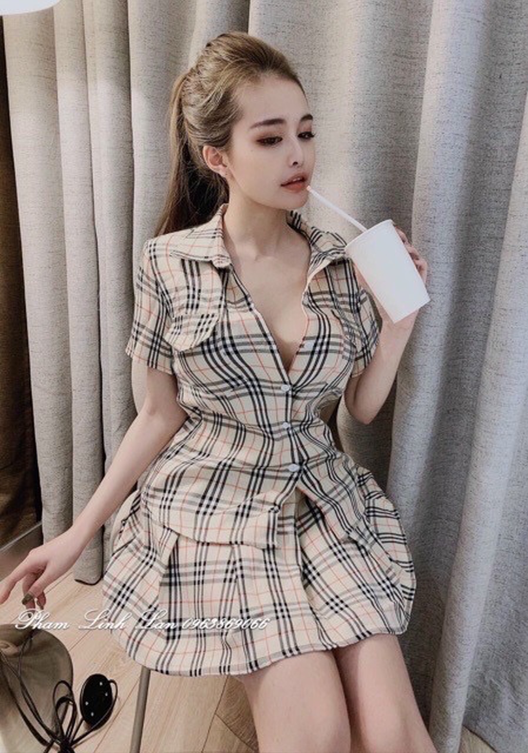 Hot 🔥🔥🔥 Set bộ caro siêu cưng (váy free size) - Ảnh thật
