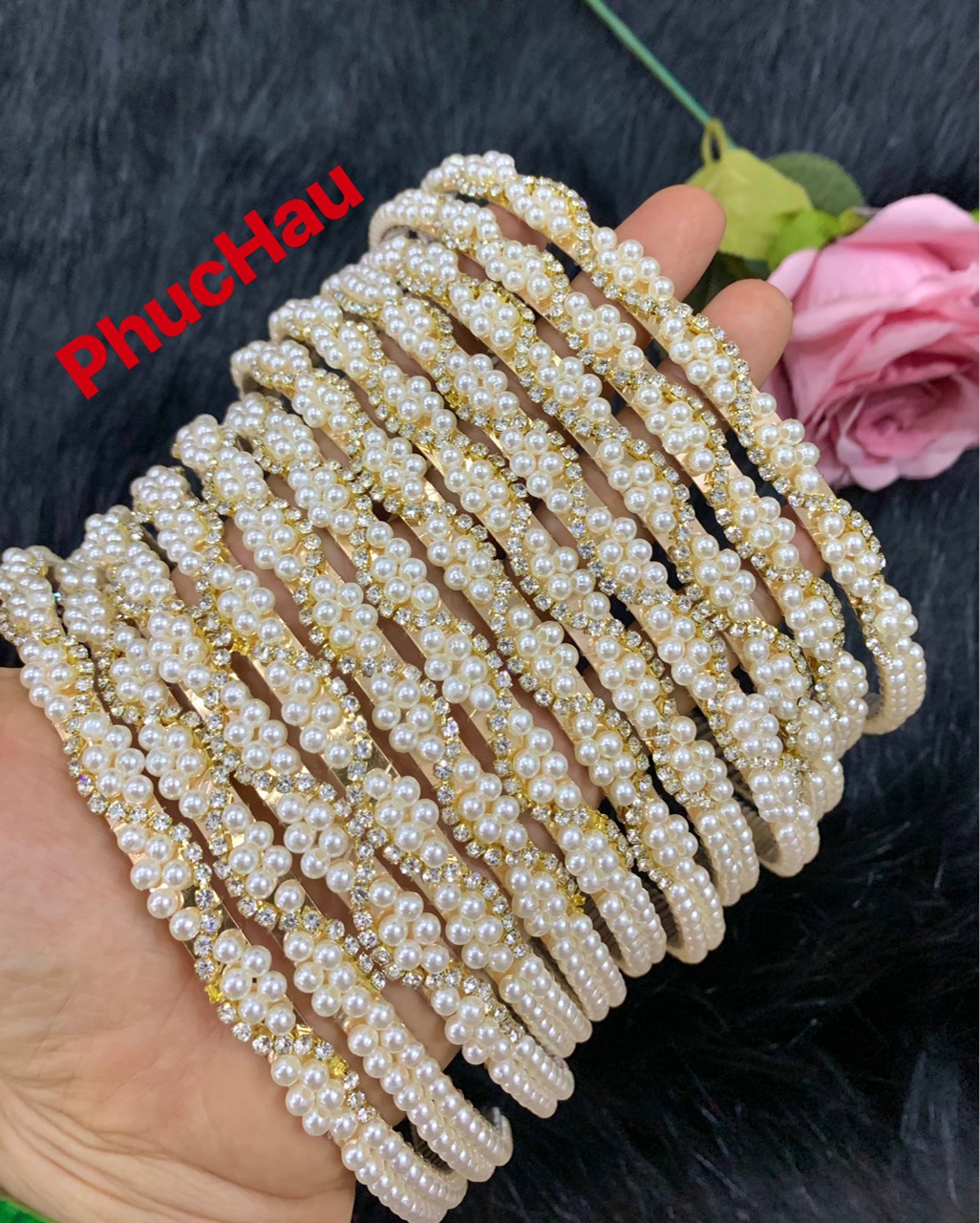 Băng Đô Cài Tóc Nữ Thời Trang Đính Hạt Trai Siêu Đẹp