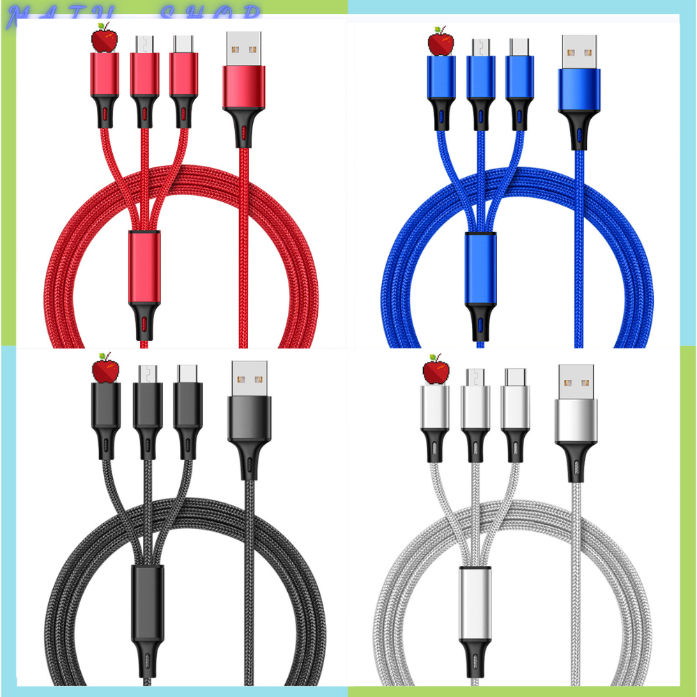Dây cáp sạc nhanh 3 trong 1,3 đầu cổng usb ra type c micro usb (giá 1 dây)