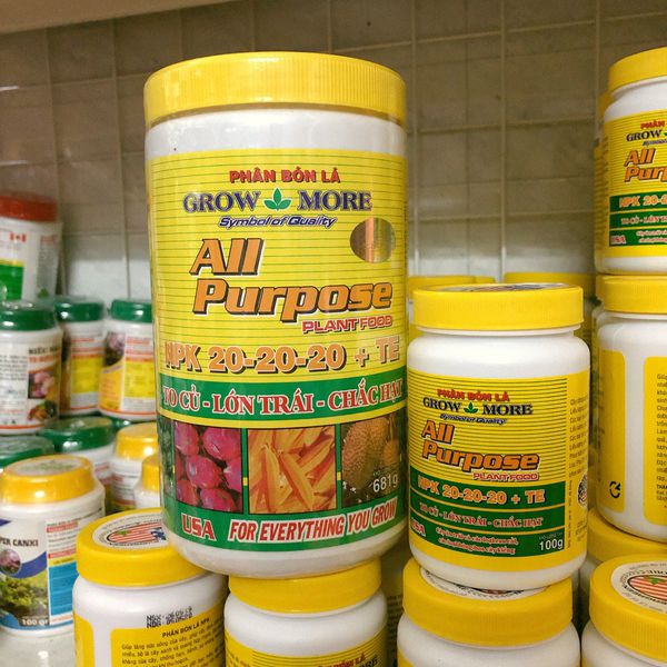 Phân bón lá all purpose plant food 20-20-20+te hộp 500gr