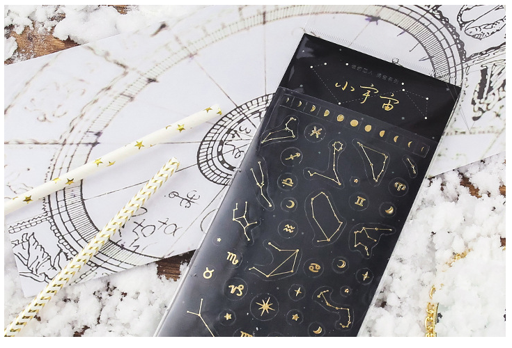 Tấm Dán Sticker Nhũ Các Chòm Sao Trong Suốt