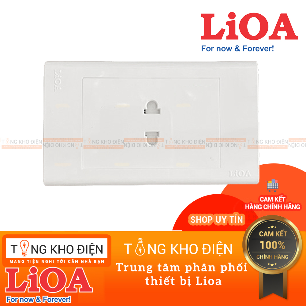 Mặt 1 ổ cắm LiOA , Nhựa TRẮNG - Tiếp điểm ĐỒNG