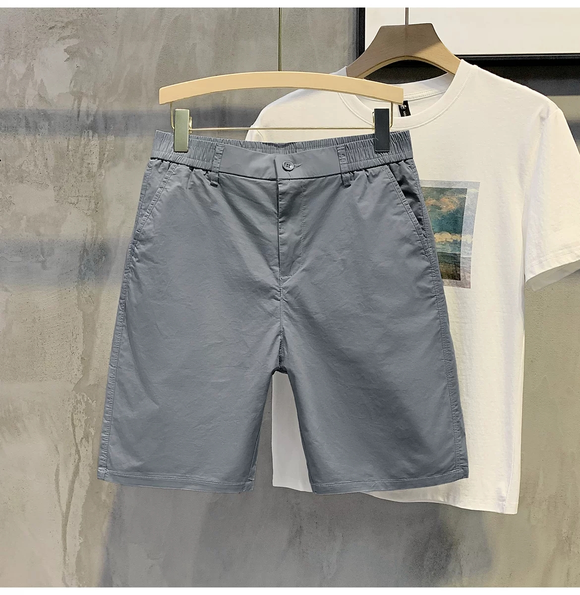 Quần short nam KAKI GIÓ cạp chun pha cúc trẻ trung