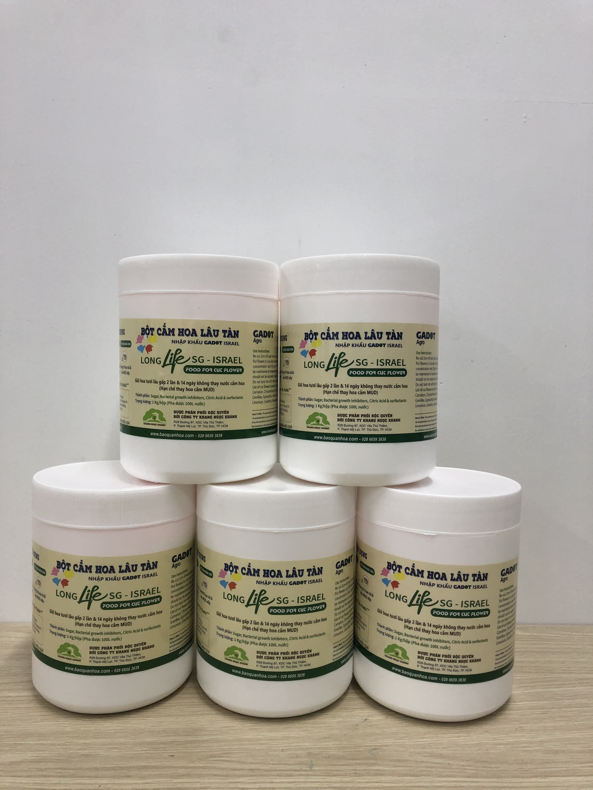 Hủ 1KG Bột Dinh Dưỡng Hoa Lâu Tàn dành cho Shop Hoa, Vựa Hoa hiệu Longlife SG nhập khẩu Israel, giúp bảo quản hoa cắm MUD tươi gấp 2 lần bình thường và Hạn chế thay hoa định kỳ