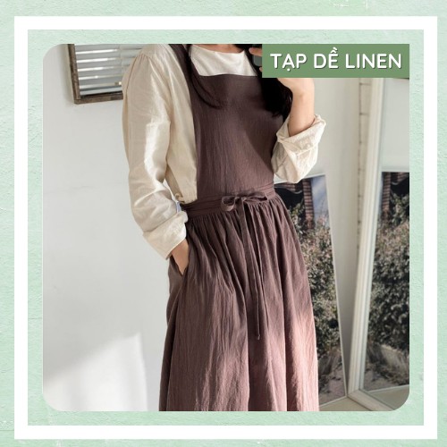 Tạp dề vải linen phong cách nhẹ nhàng