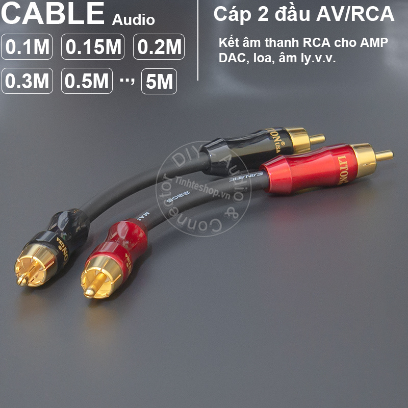 1 pair of 0.1 to 1 meter short DIY RCA wire