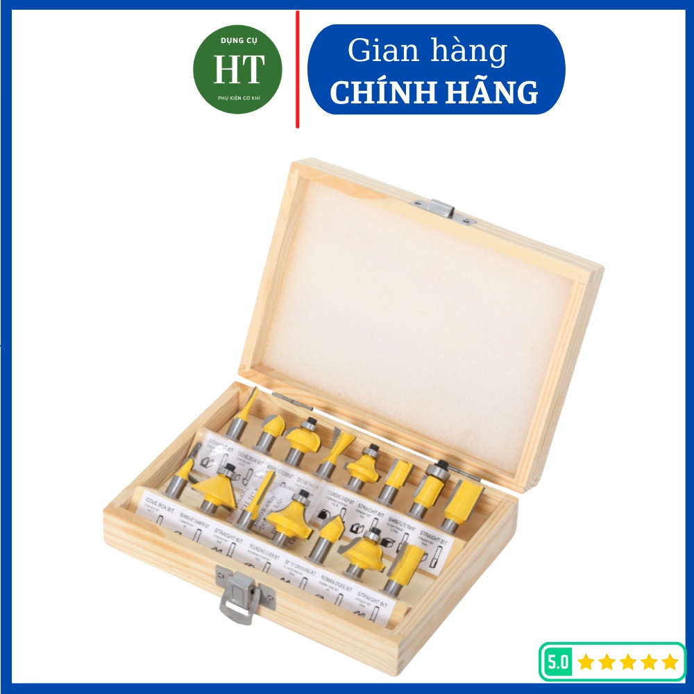 [LOẠI TỐT ] Bộ mũi phay gỗ 15 món 6,35mm