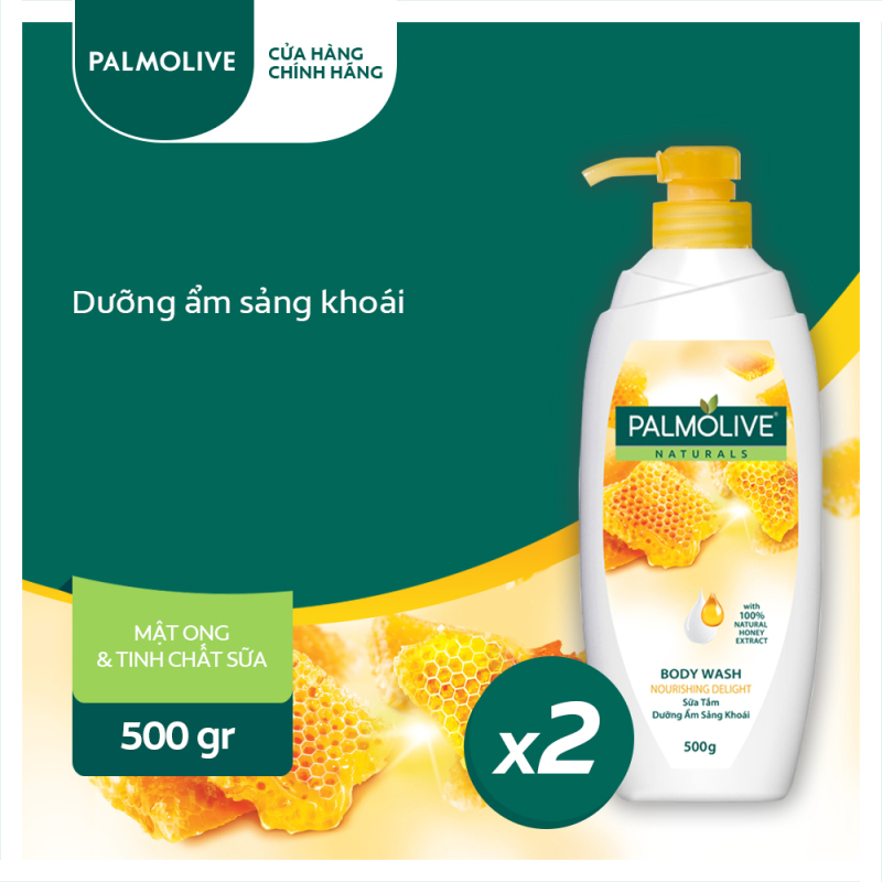 Bộ 2 Sữa tắm Palmolive dưỡng ẩm sảng khoái 100% chiết xuất từ mật ong 500g