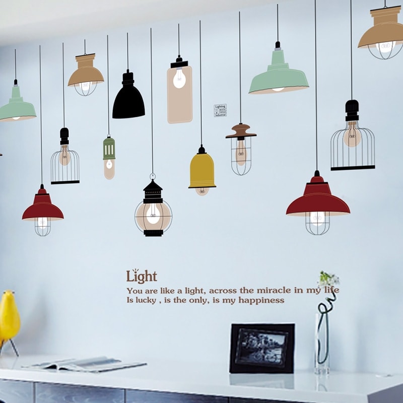 DECAL DÁN TƯỜNG CHÙM ĐÈN ĐỦ MÀU LIGHT