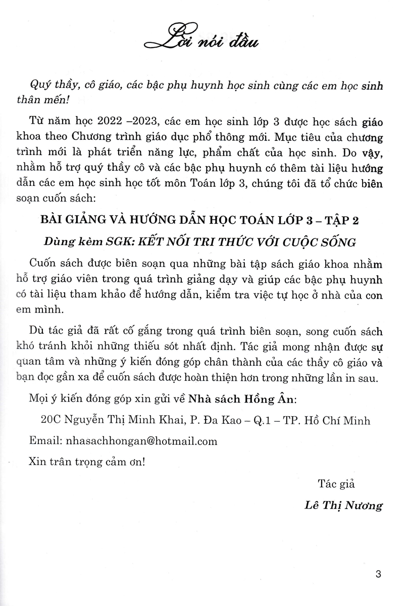 Sách - Bài Giảng & Hướng Dẫn Học Toán Lớp 3 - Tập 2 (Dùng Kèm SGK Kết Nối Tri Thức Với Cuộc Sống) - (HA) - Newshop