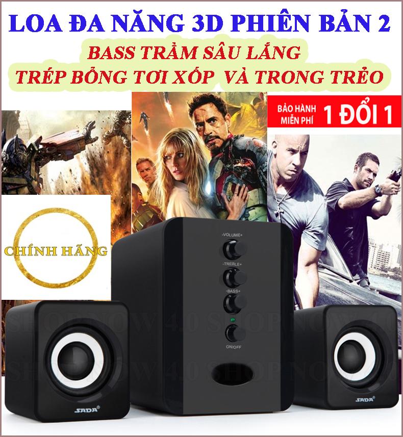 [HÀNG CHÍNH HÃNG] Loa Vi Tính Công Suất Lớn, Dàn Loa Vi Tính Sada D202 Thiết Kế Nhỏ Gọn, Nghe Cực Chất . Nhập Khẩu Và Phân Phối bởi Shop Now 4.0.